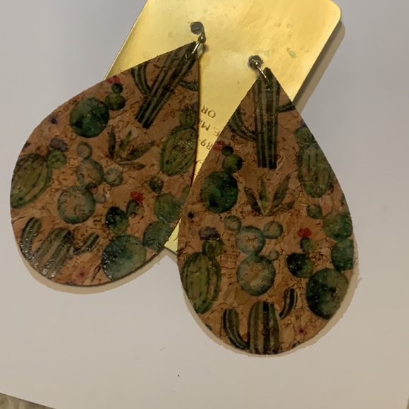 Cactus Earrings. 1.5 in. long, 1 in. wide. - Picture 2 of 3